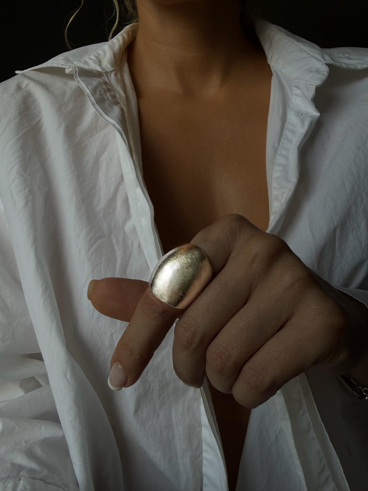 Sterling Silver wide band with texture Ring - KathyRossJewelry