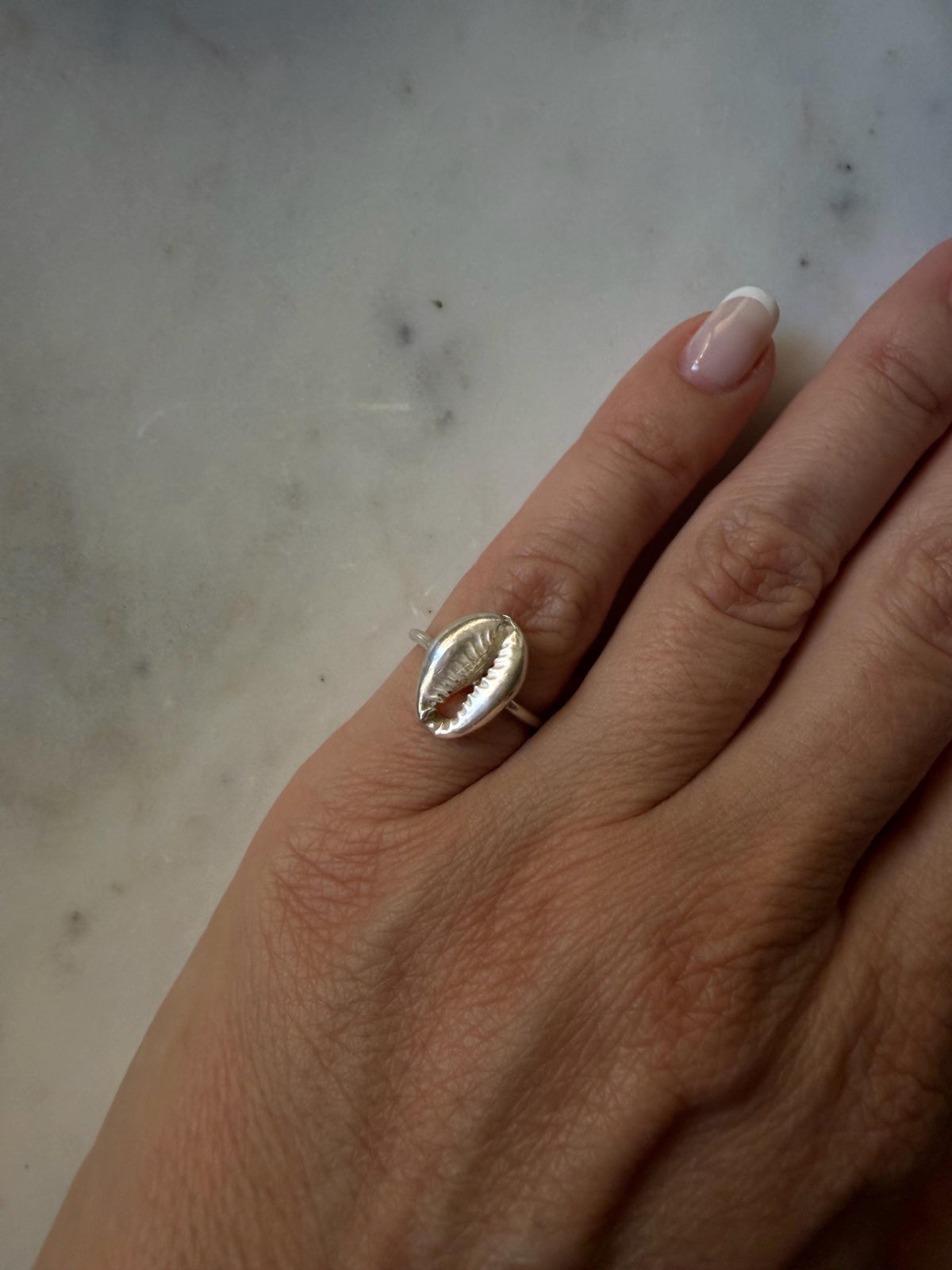 Sterling Silver 925 puka shell toe ring:open adjustable ring - KathyRossJewelry