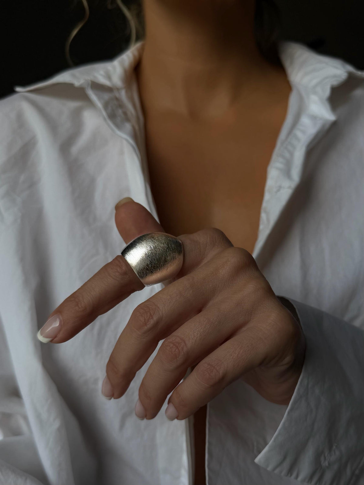 Sterling Silver wide band with texture Ring - KathyRossJewelry