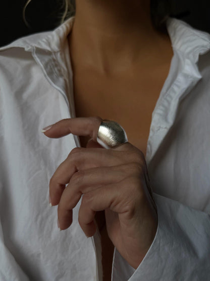 Sterling Silver wide band with texture Ring - KathyRossJewelry