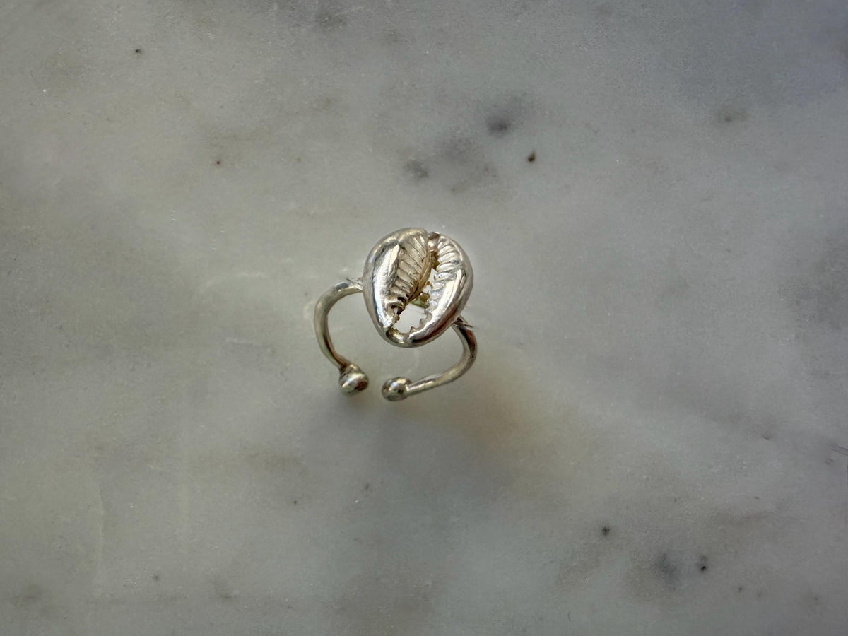 Sterling Silver 925 puka shell toe ring:open adjustable ring - KathyRossJewelry