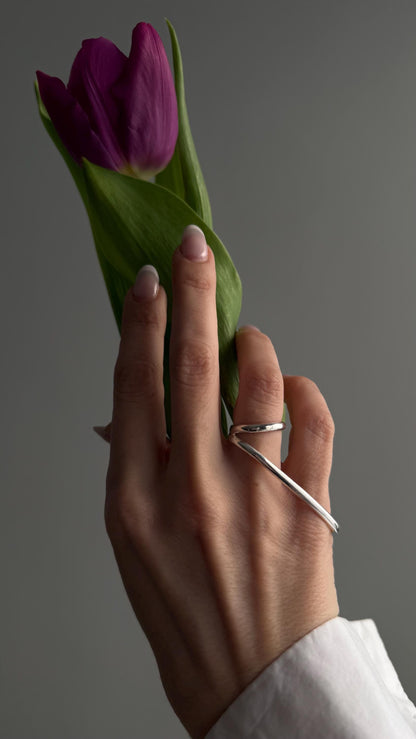 Solid silver 925 two fingers ring - KathyRossJewelry