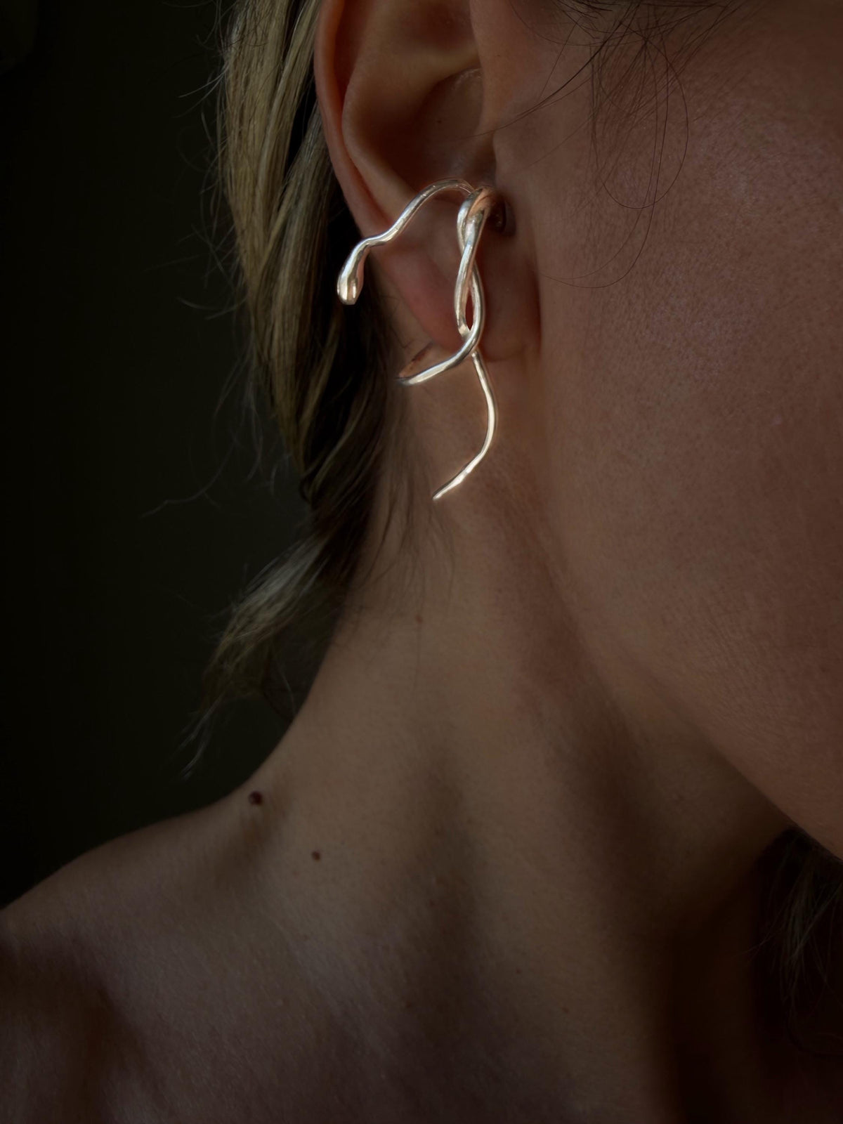 18k gold filled on solid sterling silver serpent Snake earrings - KathyRossJewelry