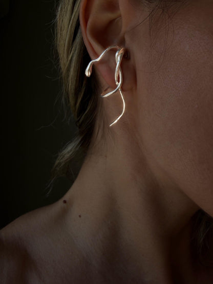 18k gold filled on solid sterling silver serpent Snake earrings - KathyRossJewelry