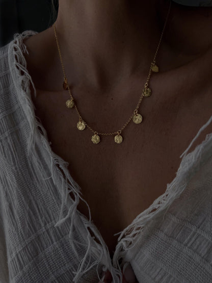 18k Gold filled sterling Silver 925 hammered round charms Necklace - KathyRossJewelry