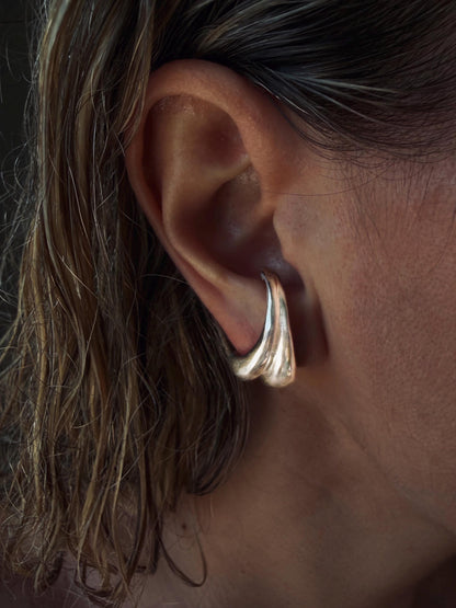 Sterling silver 925 curvy sculptural earrings suspenders , pair ear cuffs for piercing ears - KathyRossJewelry