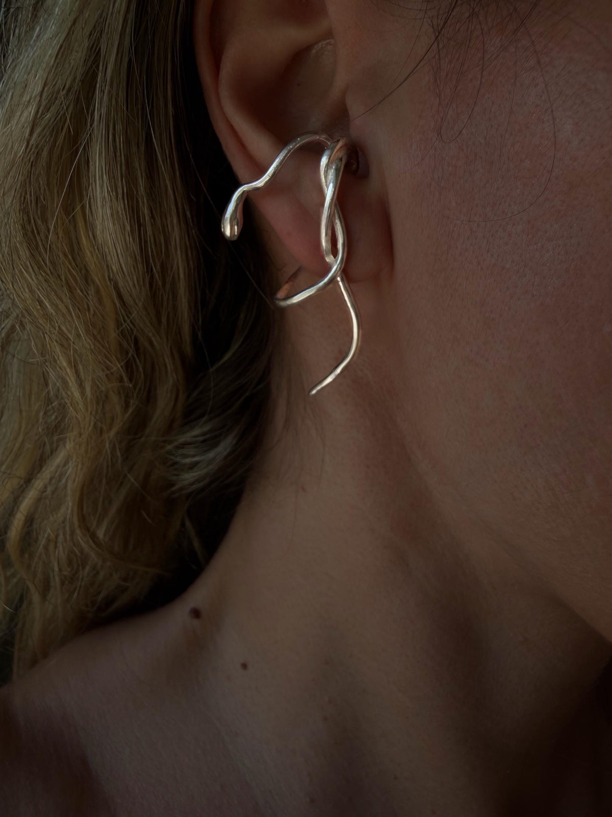 18k gold filled on solid sterling silver serpent Snake earrings - KathyRossJewelry