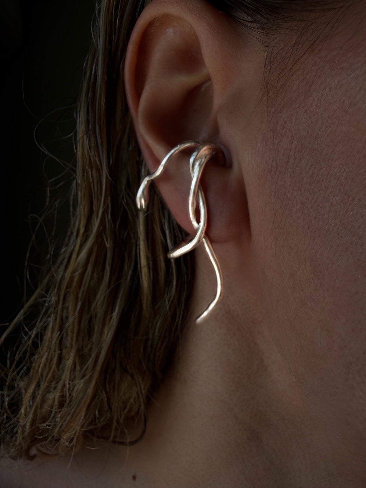 18k gold filled on solid sterling silver serpent Snake earrings - KathyRossJewelry