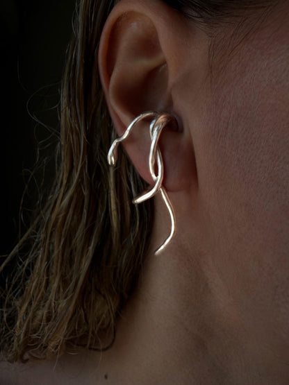 18k gold filled on solid sterling silver serpent Snake earrings - KathyRossJewelry