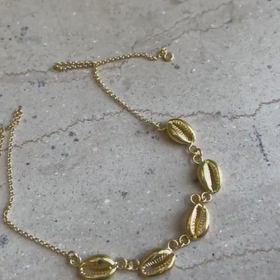 Gold Puka Shells necklace : Gold filled  Sterling Silver 925 Cowrie