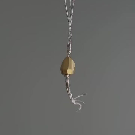 Tassel Sterling Silver Multiple Chains Necklace with geometric ornament