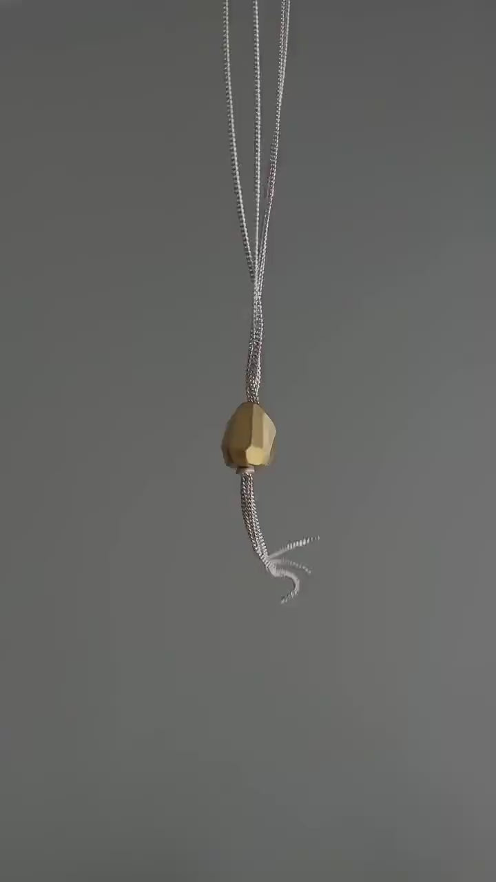 Tassel Sterling Silver Multiple Chains Necklace with geometric ornament