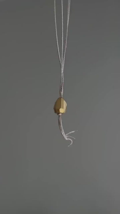 Tassel Sterling Silver Multiple Chains Necklace with geometric ornament