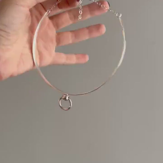 Silver Choker: Minimalist naughty elegant collar Necklace