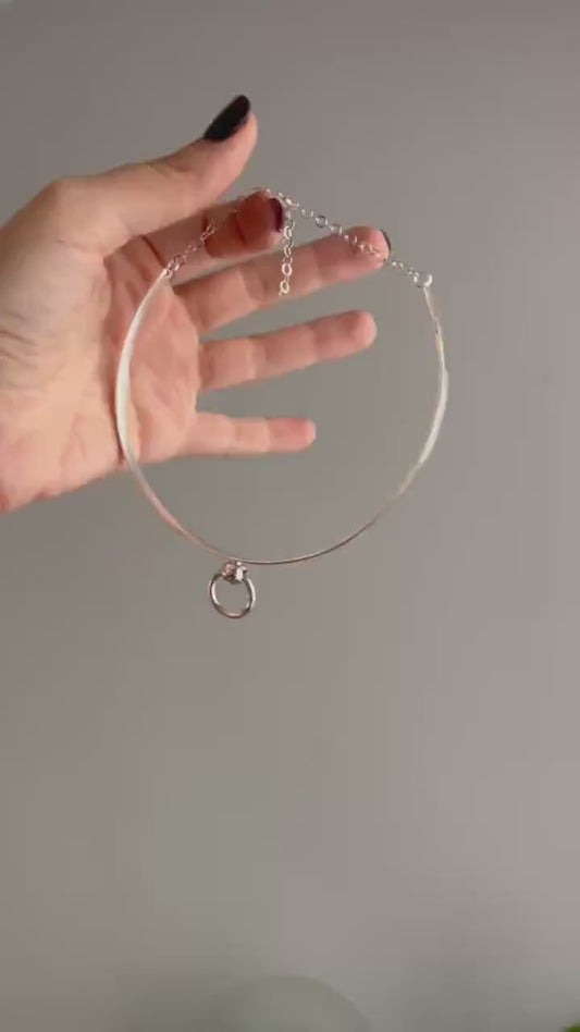 Silver Choker: Minimalist naughty elegant collar Necklace