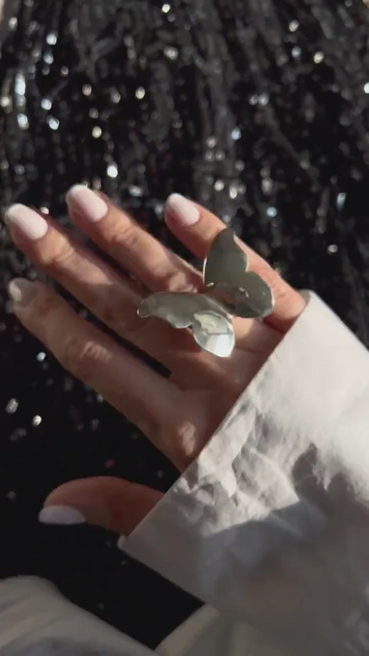 Sterling Silver 925 Butterfly Ring :  bold Statement Jewelry
