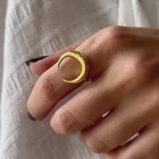 18k gold filled on solid sterling silver crescent ring