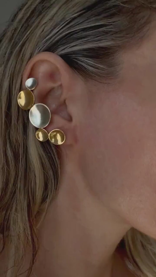 18k gold filled earrings, ear cuffs , silver stud ear jewelry