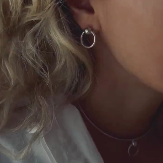 Sterling Silver 925 Hoop Stud Earrings: Minimalist Orb Design