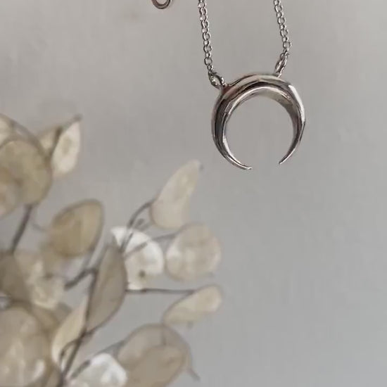 18k Gold filled and Sterling Silver Crescent Moon Necklace
