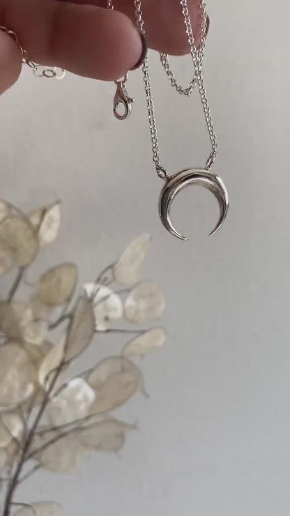 18k Gold filled and Sterling Silver Crescent Moon Necklace