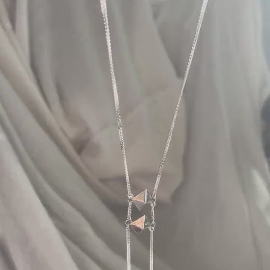 Sterling silver adjustable body chain with geometric charms