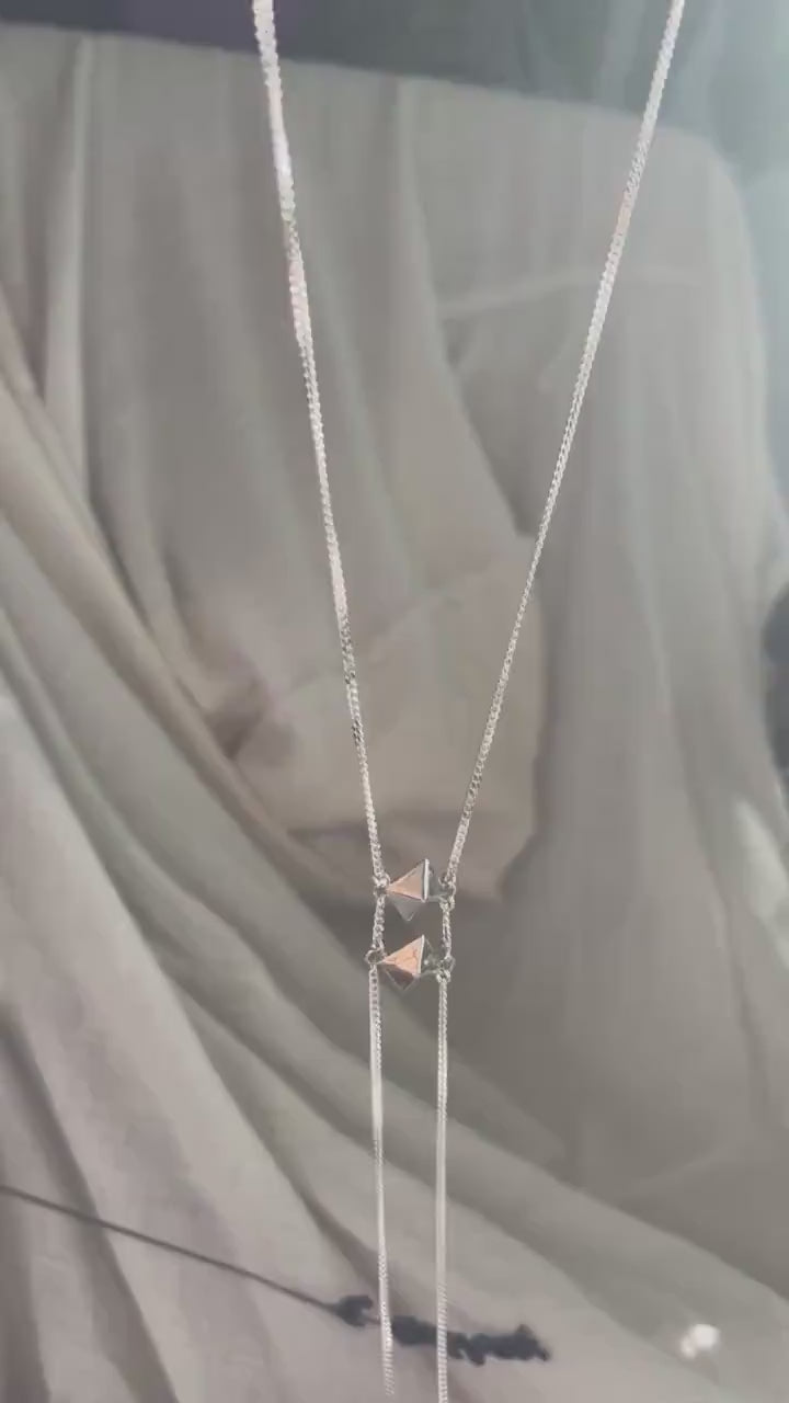 Sterling silver adjustable body chain with geometric charms