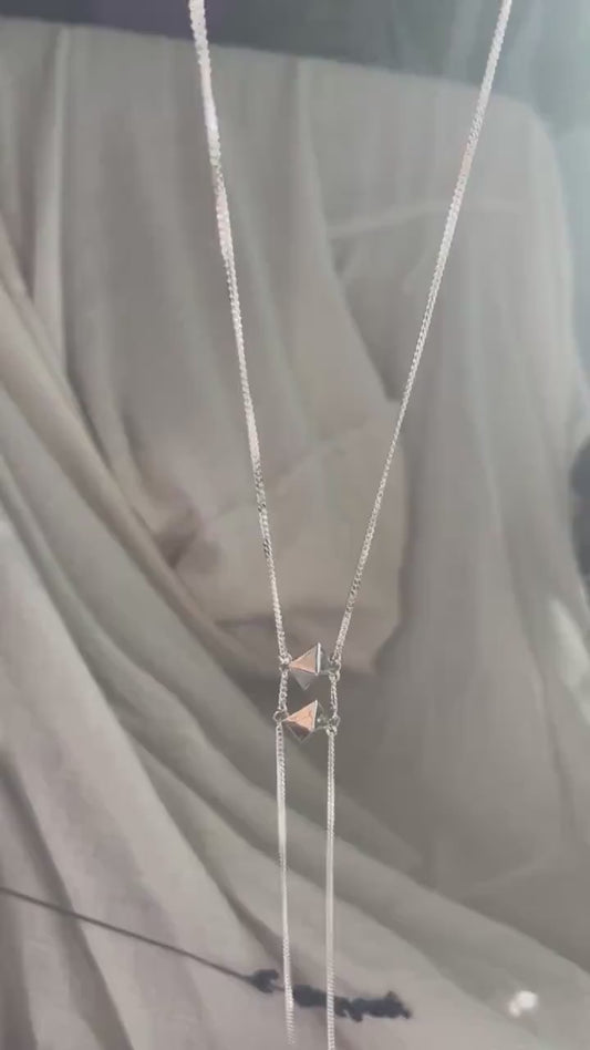 Sterling silver adjustable body chain with geometric charms
