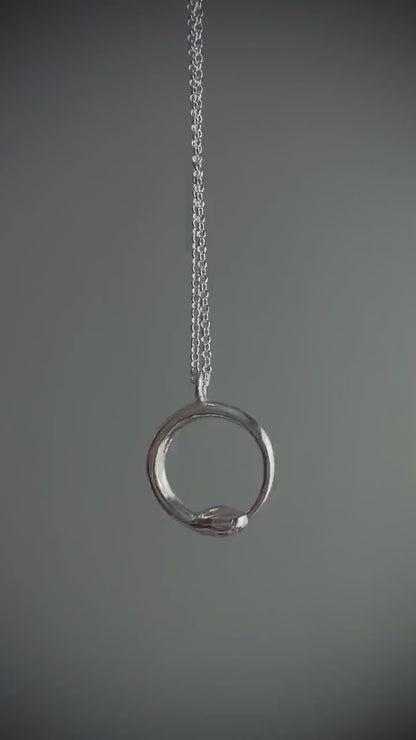 Sterling Silver Ouroboros Snake Necklace: Alchemist’s Serpent pendant