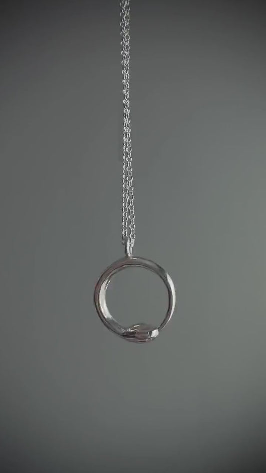 Sterling Silver Ouroboros Snake Necklace: Alchemist’s Serpent pendant