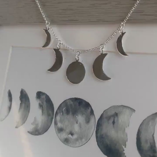 18k gold filled sterling silver Moon phase necklace