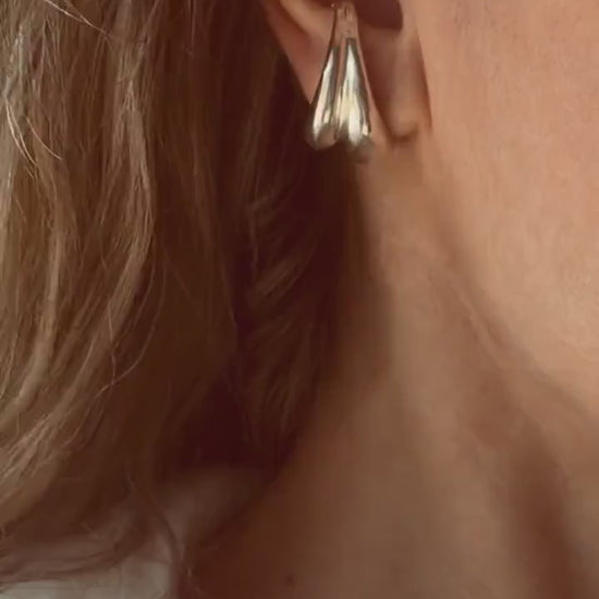 Sterling silver 925 curvy sculptural earrings suspenders , pair ear cuffs for piercing ears
