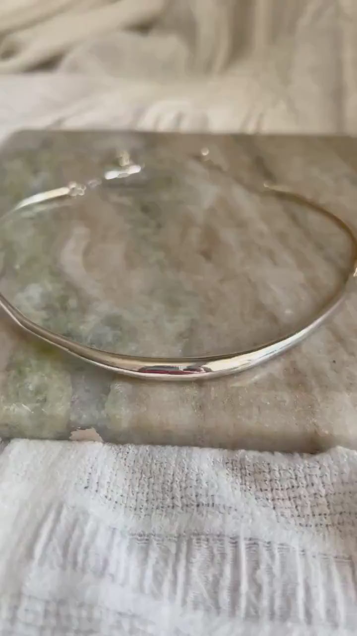 Sterling Silver Slim Choker: Minimalist Short collar Necklace