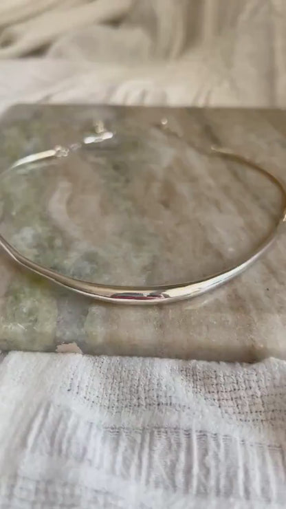 Sterling Silver Slim Choker: Minimalist Short collar Necklace