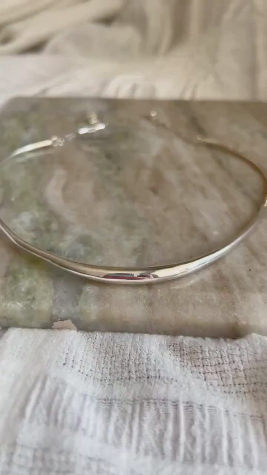 Sterling Silver Slim Choker: Minimalist Short collar Necklace