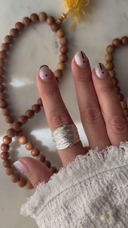 Sterling Silver 925 wide band Ring: Organic Texture