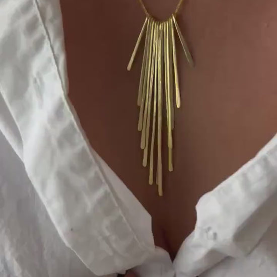 Gold filled Sterling Silver Rays long Necklace