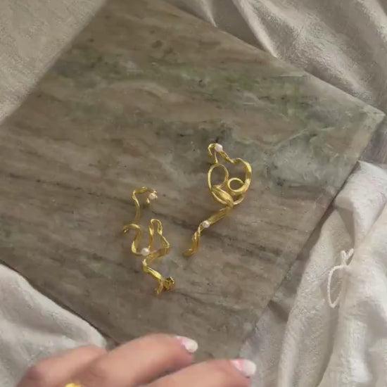 Pearl Ear Climbers: gold filled Solid Sterling Silver 925 earrings