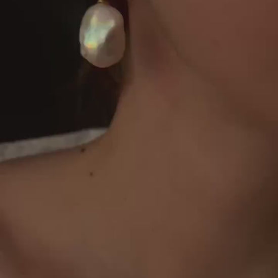 Baroque Pearl Drop Earrings: Gold Filled Sterling Silver Studs