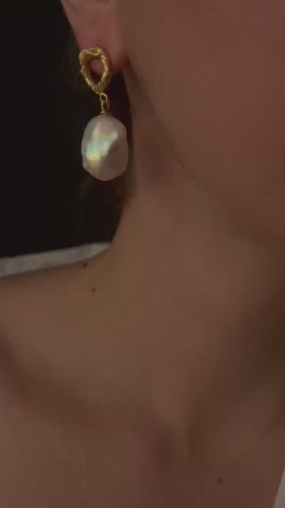 Baroque Pearl Drop Earrings: Gold Filled Sterling Silver Studs