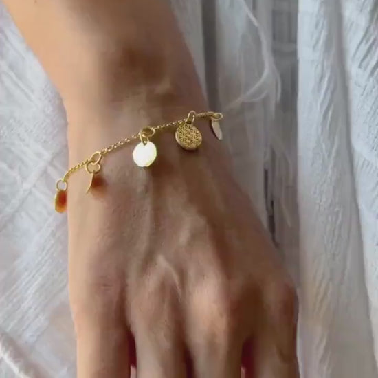 Gold filled Silver 925 chain Bracelet: Hammered Disc Charms