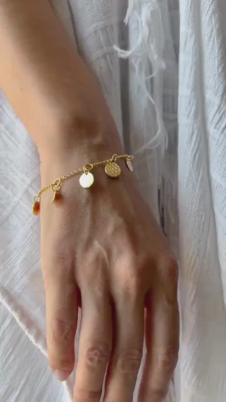 Gold filled Silver 925 chain Bracelet: Hammered Disc Charms
