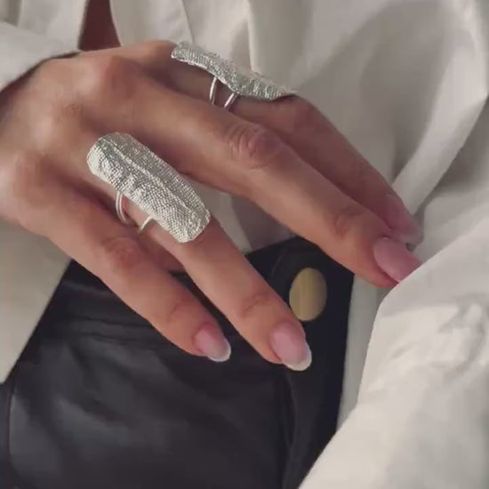 Sterling silver texture ring set