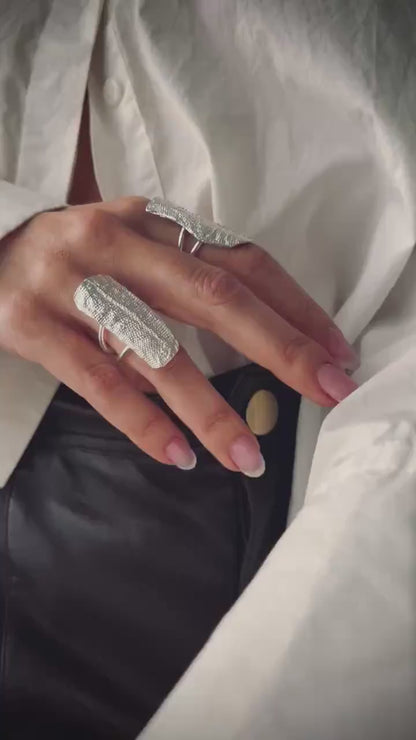 Sterling silver texture ring set