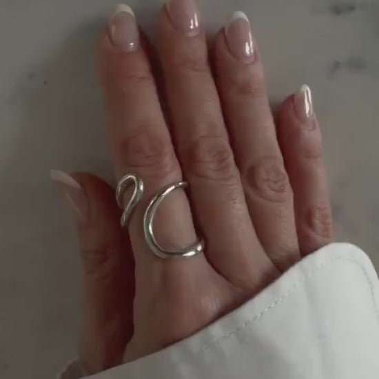 Curvy statement sterling silver 925 ring minimalist jewelry
