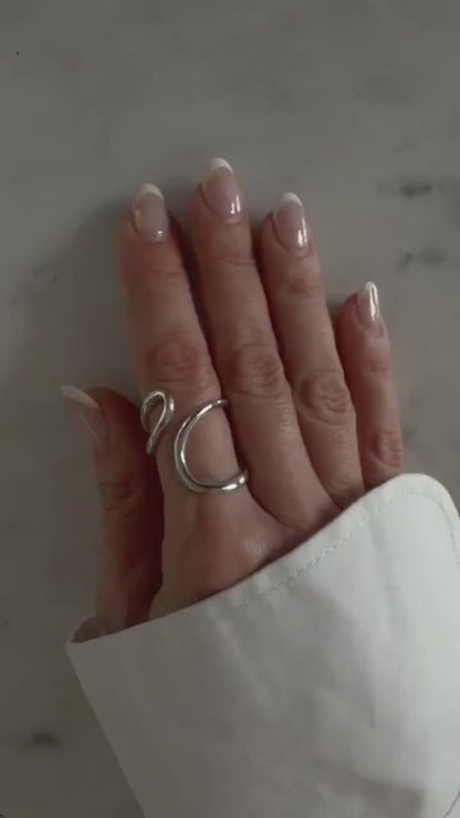 Curvy statement sterling silver 925 ring minimalist jewelry