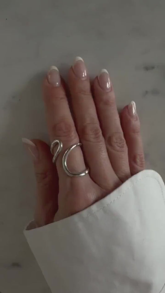 Curvy statement sterling silver 925 ring minimalist jewelry