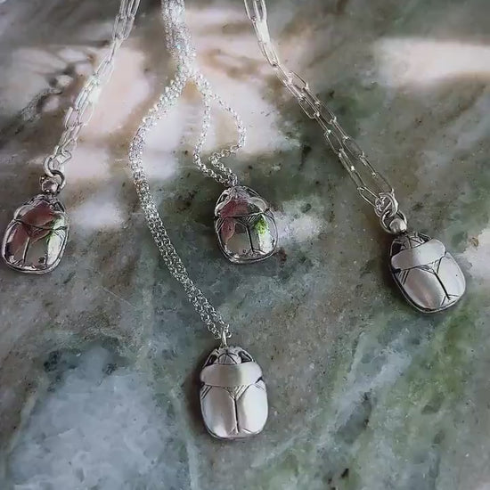Scarab necklace hieroglyphics :Protection Amulet Gift solid sterling 925 silver pendant with chain