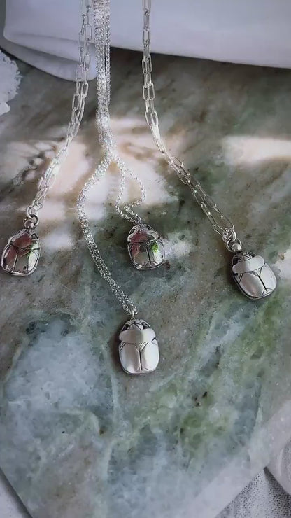 Scarab necklace hieroglyphics :Protection Amulet Gift solid sterling 925 silver pendant with chain