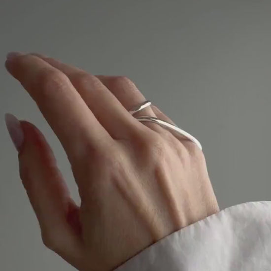 Solid silver 925 two fingers ring